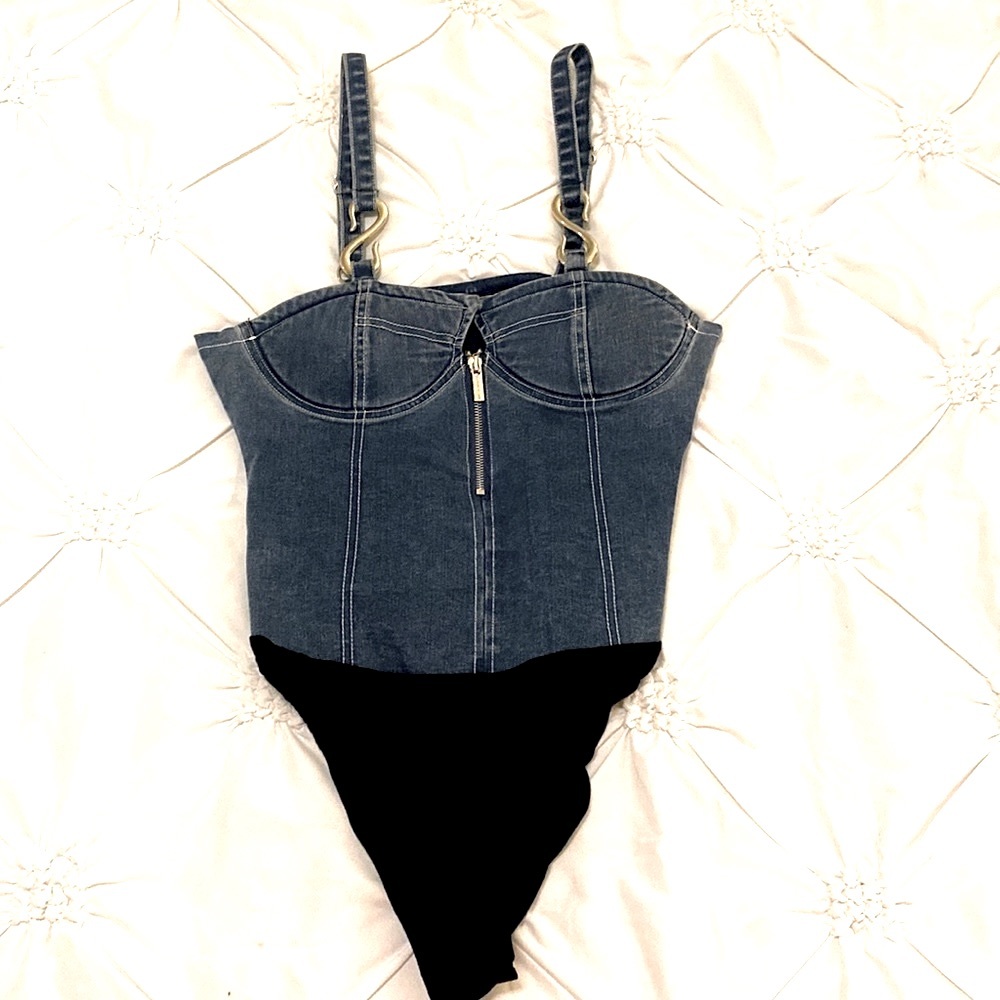 Maniere De Voir Denim bodysuit